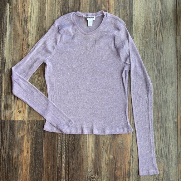 RSQ Long Sleeve Mesh Sheer Top Womens XXL Purple Silver Sparkle Stretchy Party - Picture 1 of 4